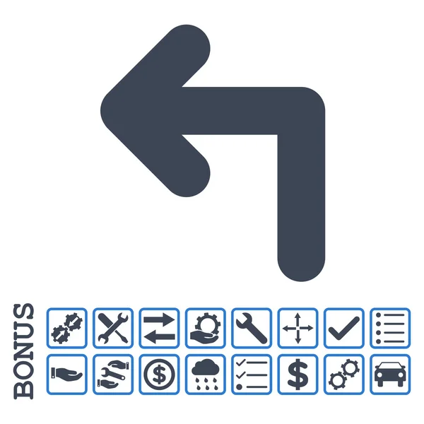 Turn Left Flat Vector Icon With Bonus — Stock Vector