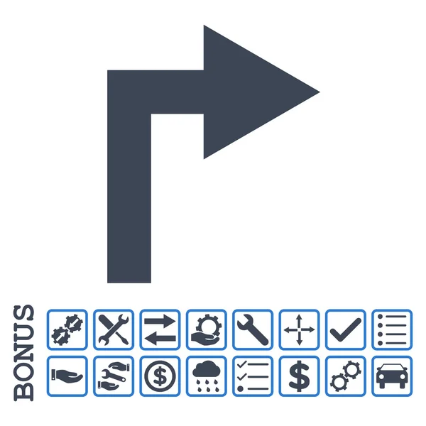 Gire a la derecha plana Vector icono con bono — Archivo Imágenes Vectoriales