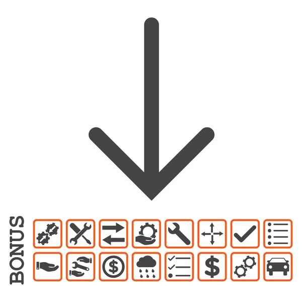 Flèche vers le bas Icône vectorielle plate avec bonus — Image vectorielle