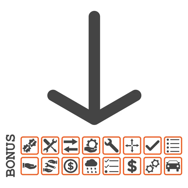 Pfeil nach unten flaches Vektorsymbol mit Bonus — Stockvektor