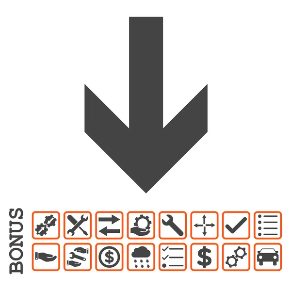 Flecha abajo plana Vector icono con bonificación — Archivo Imágenes Vectoriales