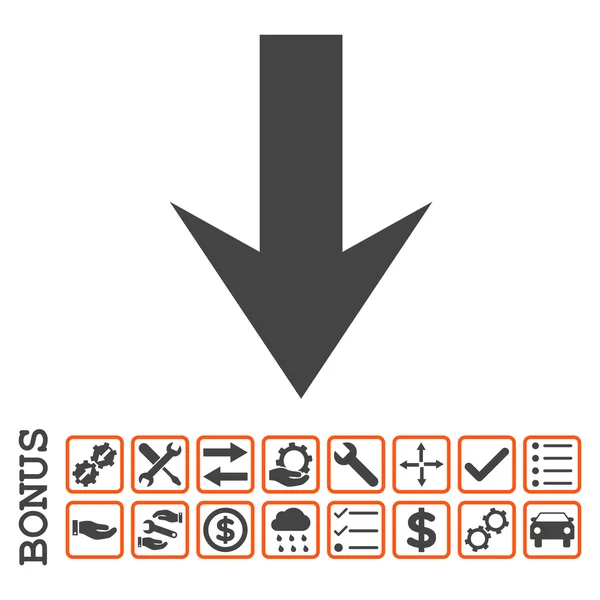 Flèche vers le bas Icône vectorielle plate avec bonus — Image vectorielle