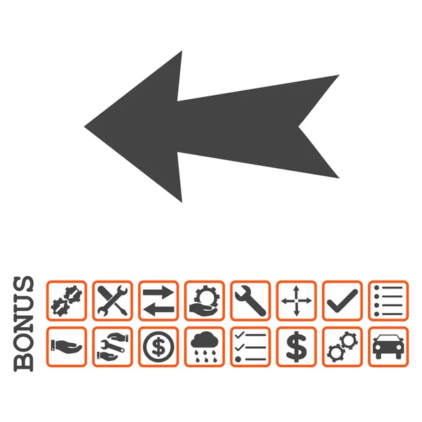 Pfeil links flaches Vektorsymbol mit Bonus — Stockvektor