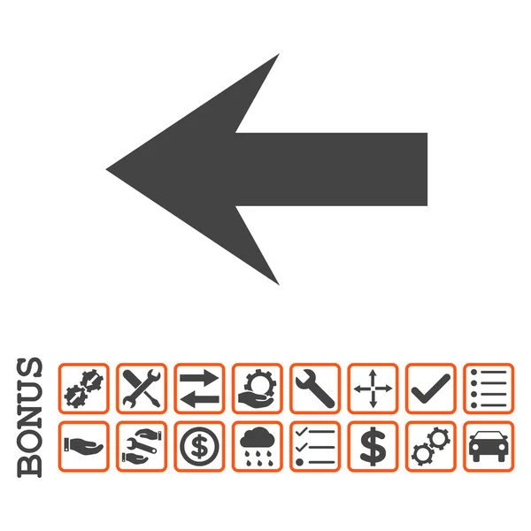 Pil vänster platt vektor ikon med Bonus — Stock vektor