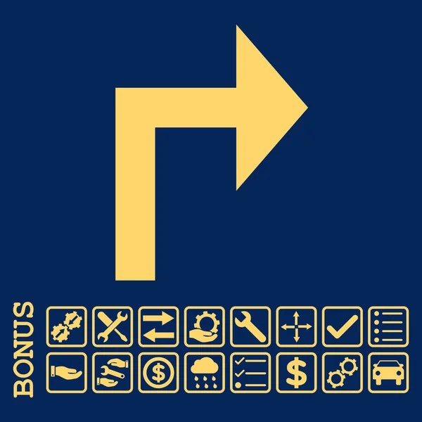 Turn Right Flat Glyph Icon With Bonus