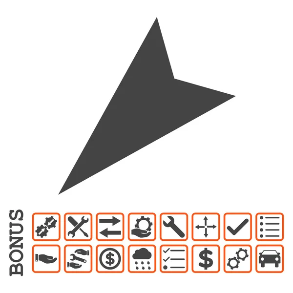 Icono de vector plano de punta de flecha izquierda hacia abajo con bonificación — Archivo Imágenes Vectoriales