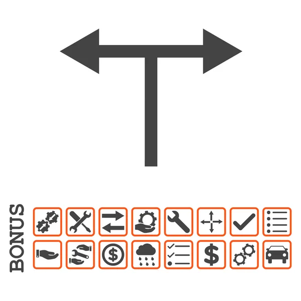 Flechas de bifurcación izquierda derecha plana Vector icono con bono — Archivo Imágenes Vectoriales