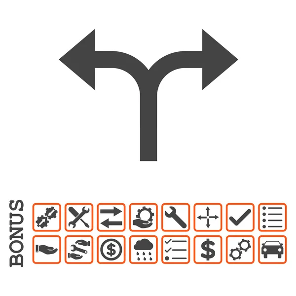 Bifurcação setas esquerda direita vetor plano ícone com bônus — Vetor de Stock
