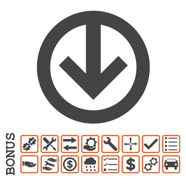 Dirección Abajo plano Vector icono con bono — Vector de stock