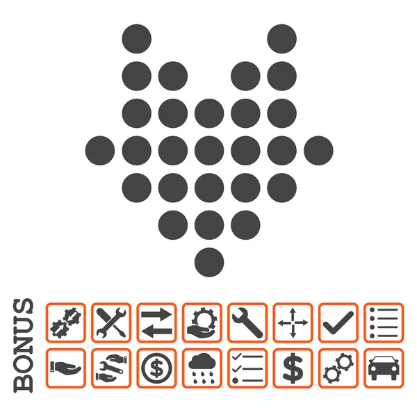 Seta pontilhada para baixo ícone vetorial plana com bônus — Vetor de Stock