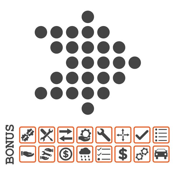 Gepunkteter Pfeil rechts flaches Vektorsymbol mit Bonus — Stockvektor