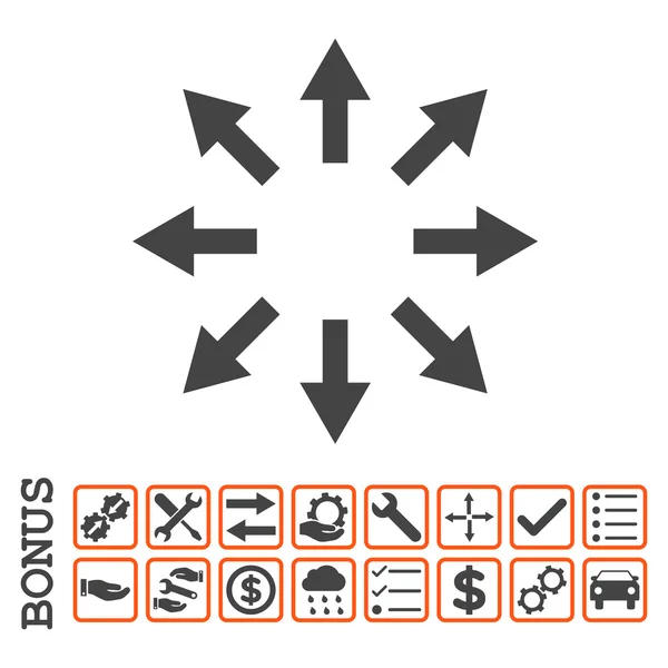 Icono de vector plano de flechas radiales con bonificación — Archivo Imágenes Vectoriales