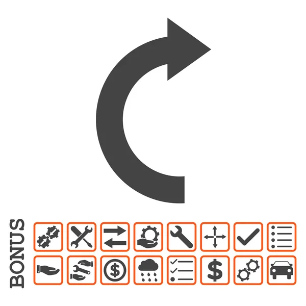 Rotation de l'icône vectorielle plate droite avec bonus — Image vectorielle
