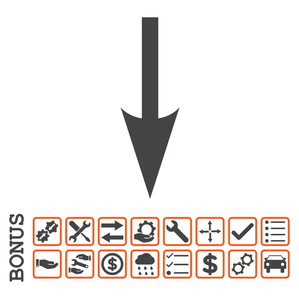 Sharp flèche vers le bas plat vectoriel icône avec bonus — Image vectorielle