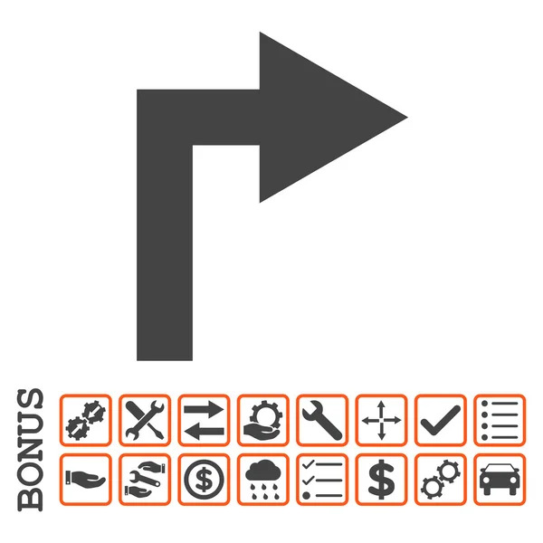 Tournez à droite Icône vectorielle plate avec bonus — Image vectorielle