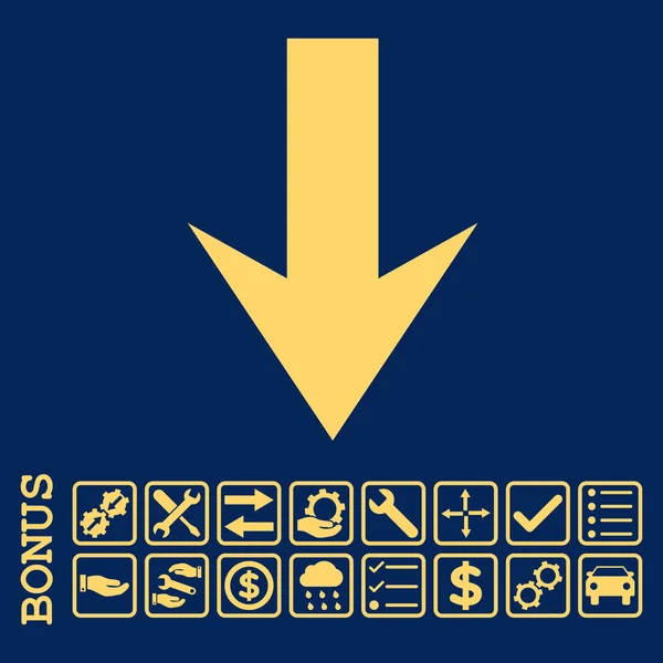 Flecha abajo plana Vector icono con bonificación — Vector de stock