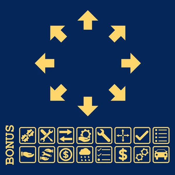 Radial Arrows Flat Vector Icon With Bonus — Stock Vector