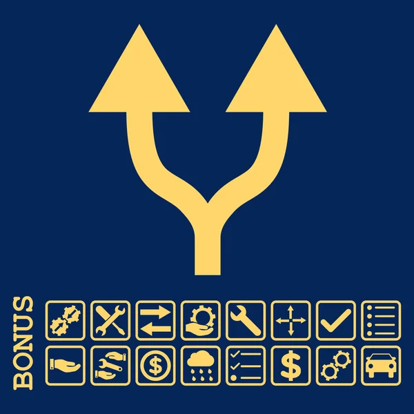 Flèches divisées vers le haut Icône vectorielle plate avec bonus — Image vectorielle