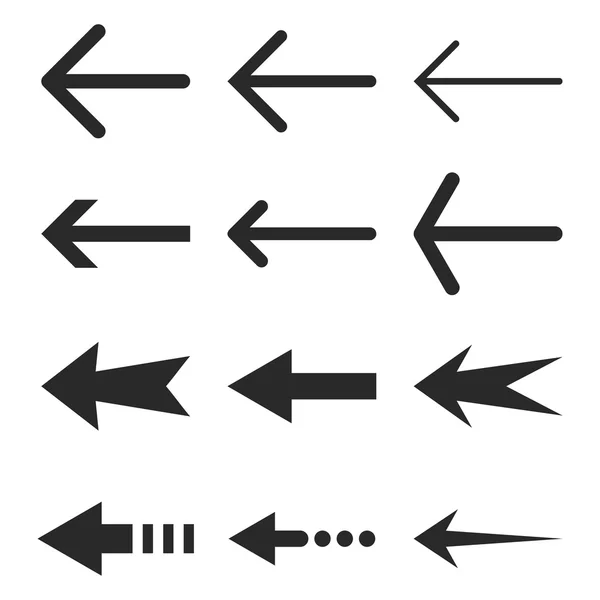 Left Arrows Glyph Flat Icon Set