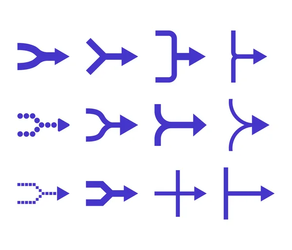 Unir flechas derecha vector plano icono conjunto — Archivo Imágenes Vectoriales