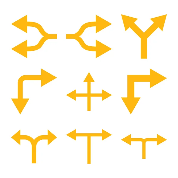 Kreuzung Pfeile Vektor flaches Symbol gesetzt — Stockvektor