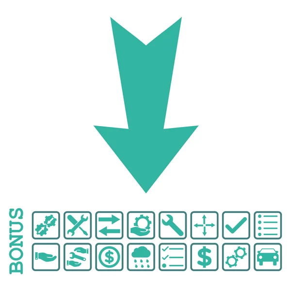 Flèche vers le bas Icône vectorielle plate avec bonus — Image vectorielle