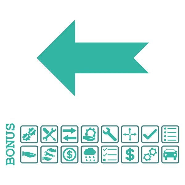 Pfeil links flaches Vektorsymbol mit Bonus — Stockvektor