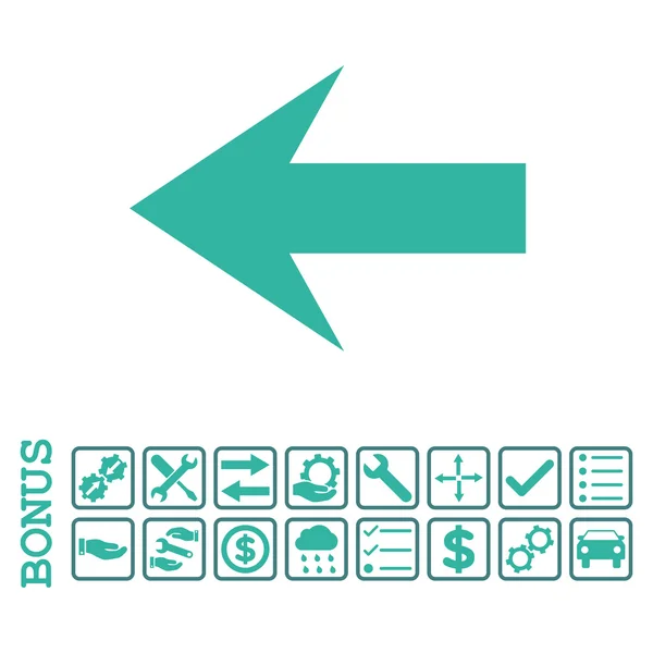 Seta esquerda ícone vetorial plana com bônus — Vetor de Stock