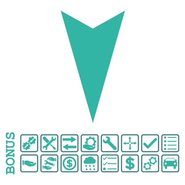 Icono de vector plano con punta de flecha hacia abajo con bono — Archivo Imágenes Vectoriales