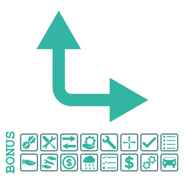 보너스와 함께 평면 벡터 아이콘을 오른쪽 분기 화살표 — 스톡 벡터