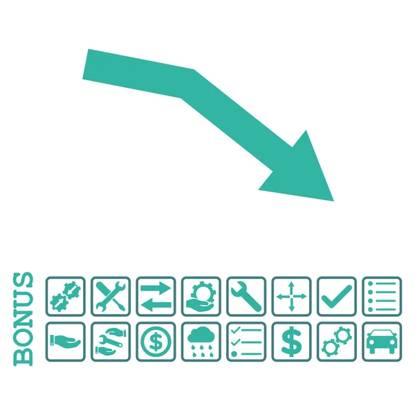 Ícone plano do vetor da tendência da falha com bônus — Vetor de Stock
