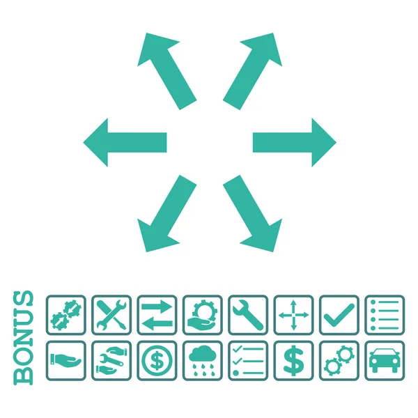 Icono de vector plano de flechas radiales con bonificación — Archivo Imágenes Vectoriales