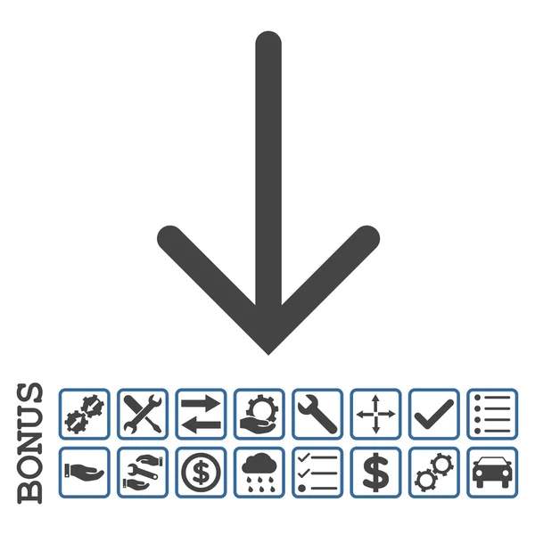 Flecha abajo plana Vector icono con bonificación — Archivo Imágenes Vectoriales