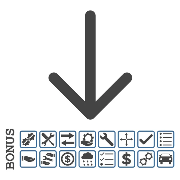 Flecha abajo plana Vector icono con bonificación — Archivo Imágenes Vectoriales