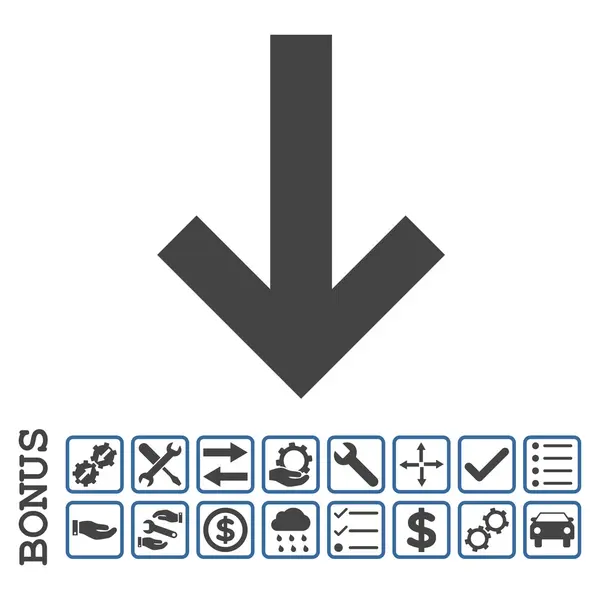 Pijl-omlaag platte Vector Icon met Bonus — Stockvector