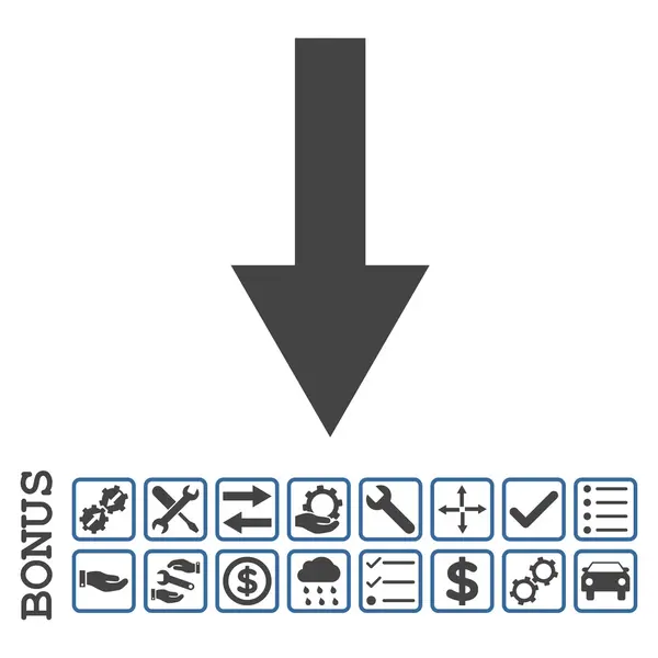 Pijl-omlaag platte Vector Icon met Bonus — Stockvector