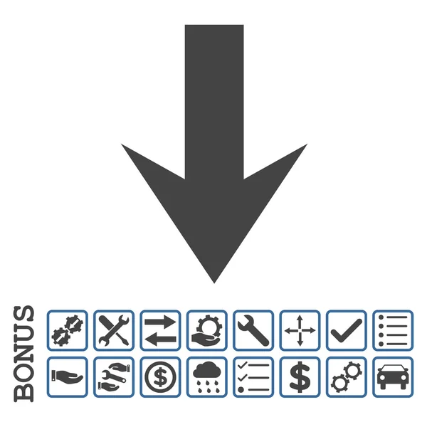 Flecha abajo plana Vector icono con bonificación — Archivo Imágenes Vectoriales