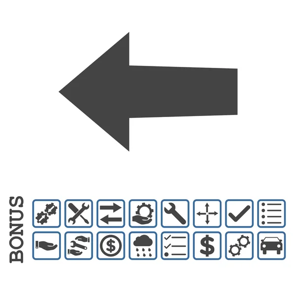 Βέλος αριστερά επίπεδη διάνυσμα εικονιδίου με μπόνους — Διανυσματικό Αρχείο