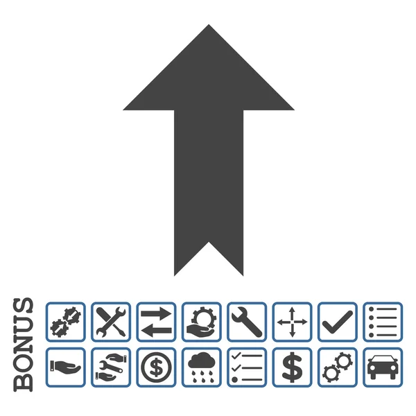 上矢印のボーナスとフラットのベクトルのアイコン — ストックベクタ