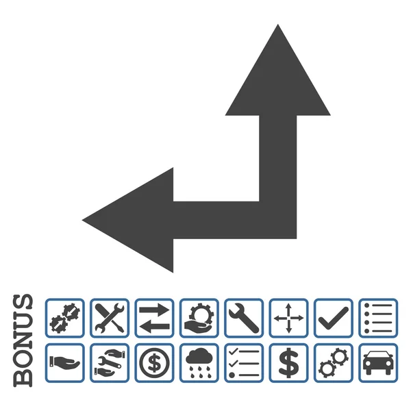 Flecha de bifurcación izquierda arriba plano Vector icono con bono — Archivo Imágenes Vectoriales