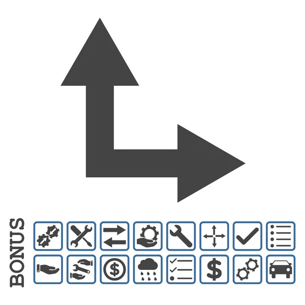 Flecha de bifurcación hacia arriba plano Vector icono con bono — Archivo Imágenes Vectoriales