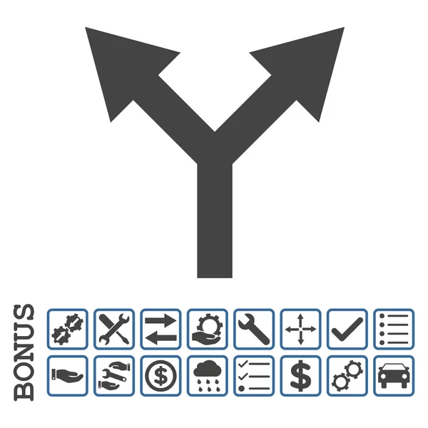 Gabelung Pfeil nach oben flache Vektor-Symbol mit Bonus — Stockvektor