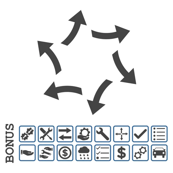 Flechas centrífugas Icono de vector plano con bono — Archivo Imágenes Vectoriales