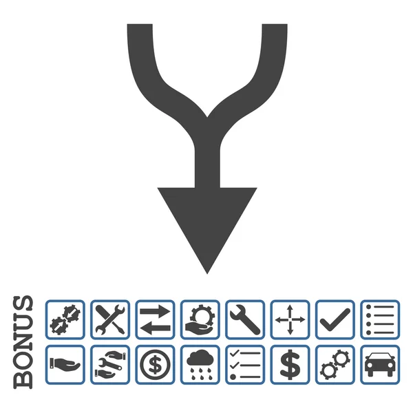 Combinar flecha hacia abajo icono de vector plano con bono — Archivo Imágenes Vectoriales