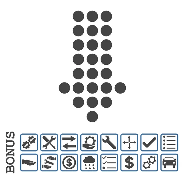 Flèche pointillée vers le bas Icône vectorielle plate avec bonus — Image vectorielle