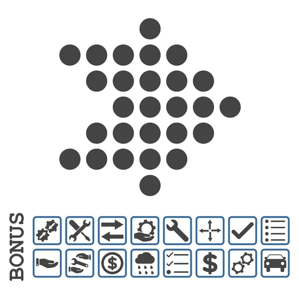 Gestippelde pijl rechts platte Vector Icon met Bonus — Stockvector