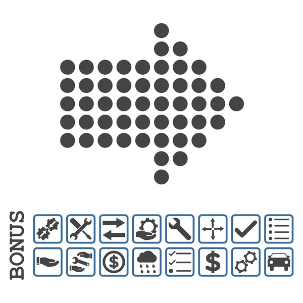 Tečkovaná směrovka doprava plochý vektorové ikony s bonusem — Stockový vektor