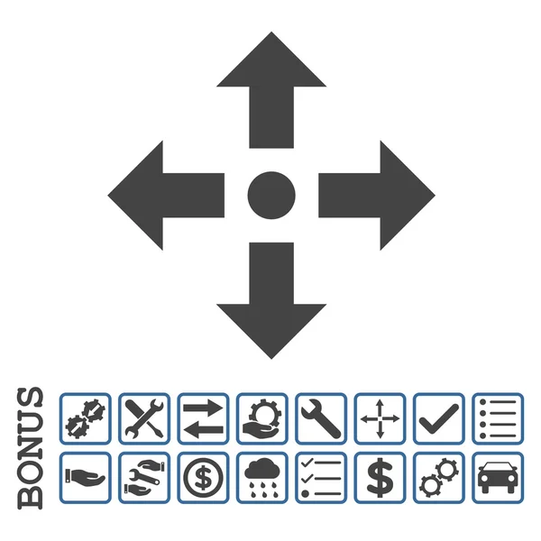 Expand Arrows Flat Vector Icon With Bonus — Stock Vector