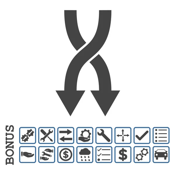 Shuffle Arrows Down Flat Vector Icon with Bonus — стоковый вектор