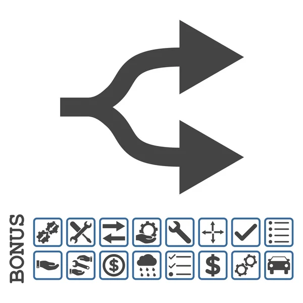 Gesplitste pijlen rechts platte Vector Icon met Bonus — Stockvector